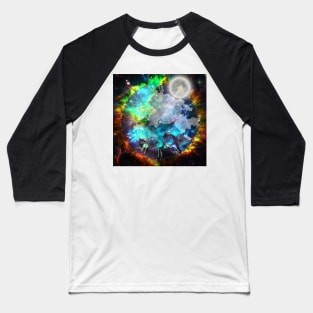 Moon in fantasy space with clock face Baseball T-Shirt